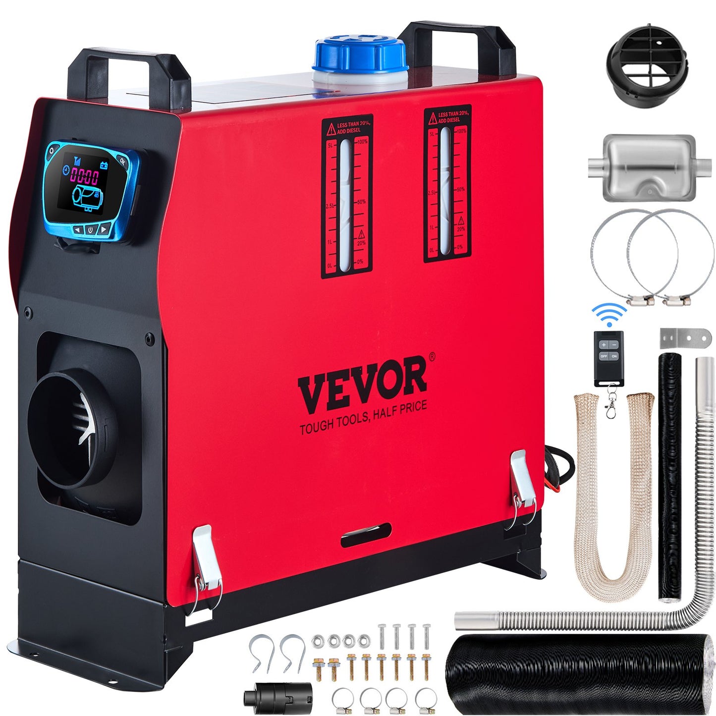 Verbesserter Diesel-Lufterhitzer, 8 kW, Standheizung, 12 V, All-in-One-Diesel-Kraftstoffheizung mit blauem LCD-Bildschirm, Fernbedienung, einfacher Luftauslass, Energiesparpumpe für Auto, Wohnmobil, Boot, Bus, Wohnwagen