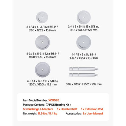 lagerpresssats, 7 delar, lagerbana och tätningsdrivare med 5 bussningar, handtagsaxel och förlängningsstång, bussningsdrivare verktygssats, kraftig demonterings- och installationsverktygssats med förvaringsväska |  EU