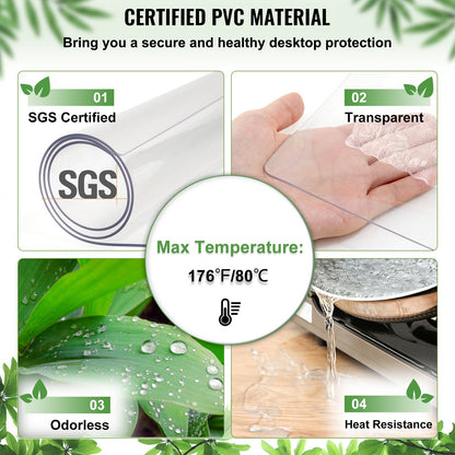 1,5 mm Pvc Bordsduk Bordsöverdrag 107 X 213 Cm Klar Bordsmatta Transparent Bra