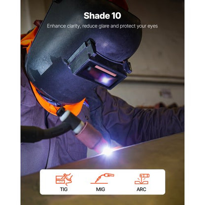 automatiskt nedbländande svetslins 108 x 51 mm, svetslins med skugga 10, äkta färg, med dubbla ljusbågssensorer, kompatibel med de flesta svetshjälmar för TIG-, MIG-, MMA- och ljusbågssvetsning. |  EU