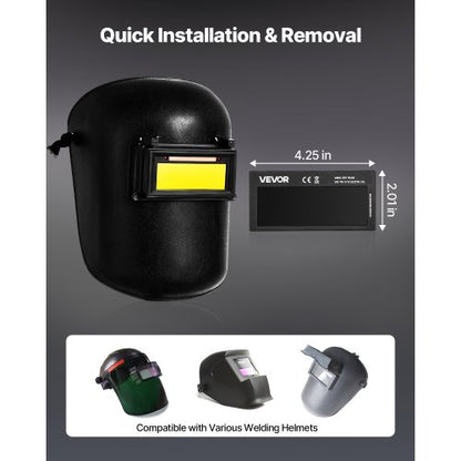 automatiskt nedbländande svetslins 108 x 51 mm, svetslins med skugga 10, äkta färg, med dubbla ljusbågssensorer, kompatibel med de flesta svetshjälmar för TIG-, MIG-, MMA- och ljusbågssvetsning. |  EU