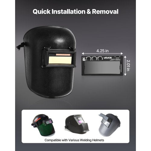 automatiskt nedbländande svetslins 108 x 51 mm, täckning 5-13 justerbart färgsvetslins med dubbla ljusbågssensorer, kompatibel med de flesta svetshjälmar för TIG-, MIG- och MMA-applikationer |  EU
