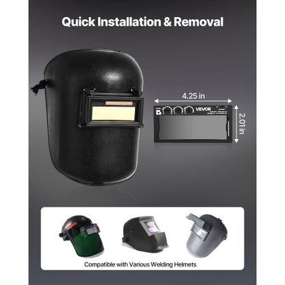 automatiskt nedbländande svetslins 108 x 51 mm, täckning 5-13 justerbart färgsvetslins med dubbla ljusbågssensorer, kompatibel med de flesta svetshjälmar för TIG-, MIG- och MMA-applikationer |  EU