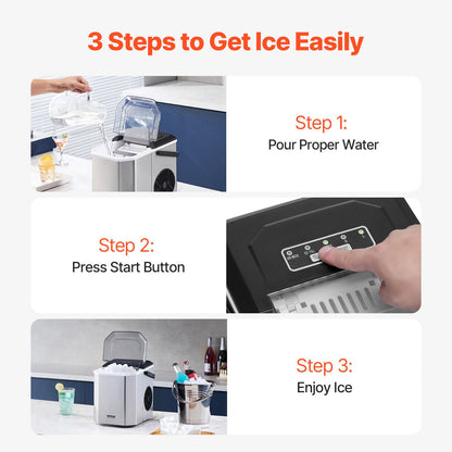 Portable Countertop Ice Maker 26lbs/24H Self-Cleaning with Bucket Basket