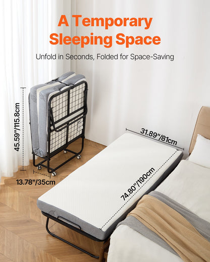 Folding bed folding bed with 4 inch foam mattress for adults and guests
