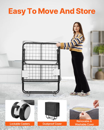 Folding bed folding bed with 4 inch foam mattress for adults and guests