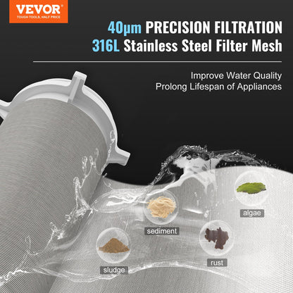 Spin Down-filter, 40 mikron helhussedimentfilter för brunnsvatten, 1" GM + 1 1/4" GM, 8 T/H hög flödeshastighet, för vattenfiltreringssystem i hela huset, brunnsvattensedimentfilter