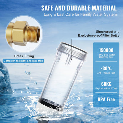 Spin Down-filter, 40 mikron helhussedimentfilter för brunnsvatten, 1" GM + 1 1/4" GM, 8 T/H hög flödeshastighet, för vattenfiltreringssystem i hela huset, brunnsvattensedimentfilter
