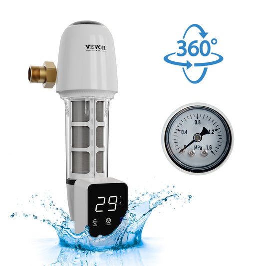 Spin Down-filter, 40 mikron helhussedimentfilter för brunnsvatten, 1" GM + 1 1/4" GM, 8 T/H hög flödeshastighet, för vattenfiltreringssystem i hela huset, brunnsvattensedimentfilter