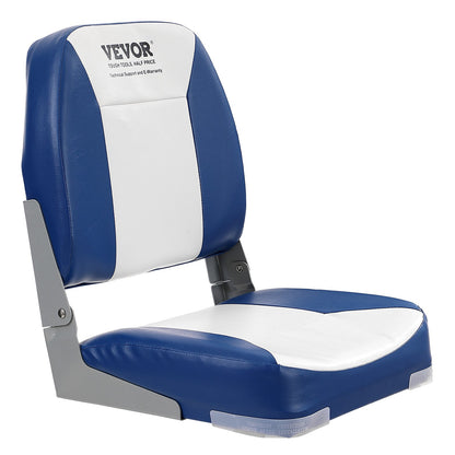 Boat Seat, 18.9" Low Back Boat Seat, Foldable Boat Chair with Thickened Sponge Padding and Hinge, Fold Down Boat Captain's Chair for Fishing Boat, Sightseeing Boat, Motorboat, Canoe, 1-Piece