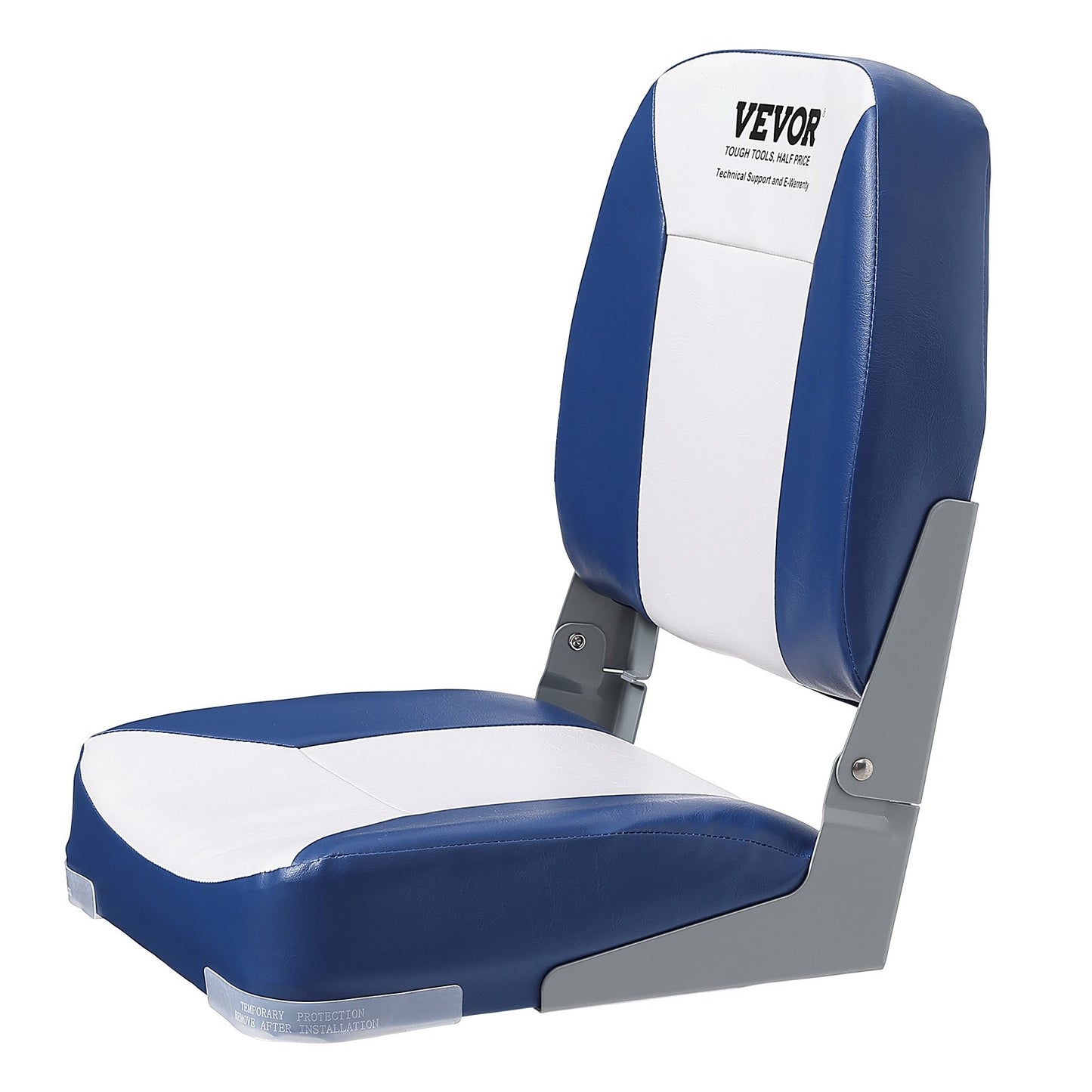 Boat Seat, 18.9" Low Back Boat Seat, Foldable Boat Chair with Thickened Sponge Padding and Hinge, Fold Down Boat Captain's Chair for Fishing Boat, Sightseeing Boat, Motorboat, Canoe, 1-Piece