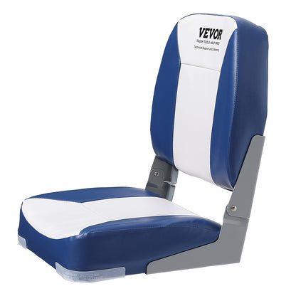 Boat Seat, 18.9" Low Back Boat Seat, Foldable Boat Chair with Thickened Sponge Padding and Hinge, Fold Down Boat Captain's Chair for Fishing Boat, Sightseeing Boat, Motorboat, Canoe, 1-Piece