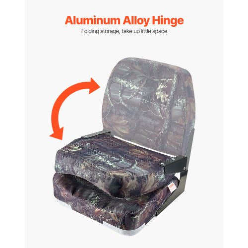 Boat Seat Low Backrest Foldable Boat Seat Sponge Cushion Camouflage 2pcs | EU