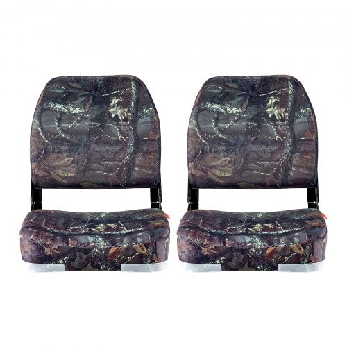 Boat Seat Low Backrest Foldable Boat Seat Sponge Cushion Camouflage 2pcs | EU