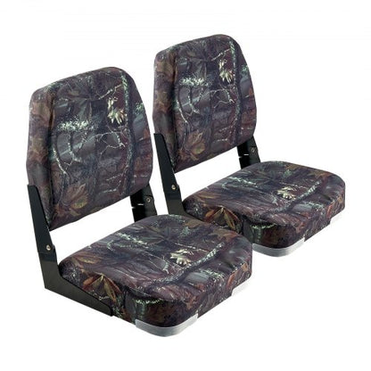 Boat Seat Low Backrest Foldable Boat Seat Sponge Cushion Camouflage 2pcs | EU