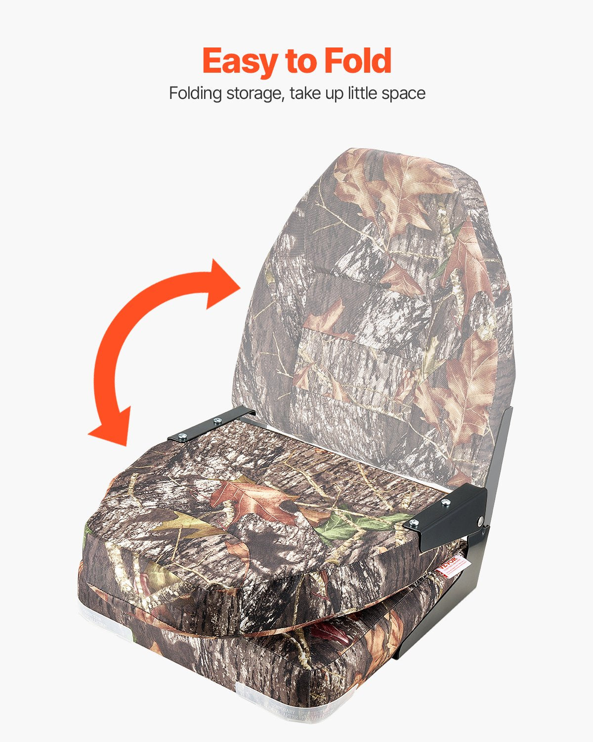 Boat Seat High Backrest Foldable Boat Seat Sponge Cushion Camouflage