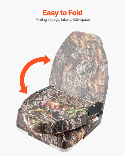 Boat Seat High Backrest Foldable Boat Seat Sponge Cushion Camouflage