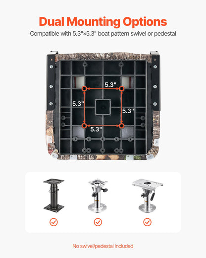 Boat Seat High Backrest Foldable Boat Seat Sponge Cushion Camouflage
