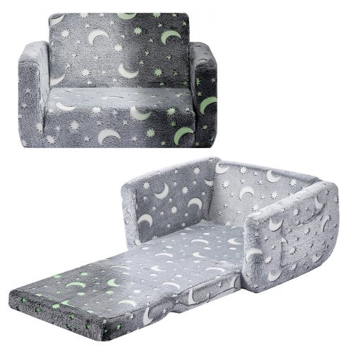 2-in-1 children's sofa foldable toddler sofa with armrests luminous M grey | EU
