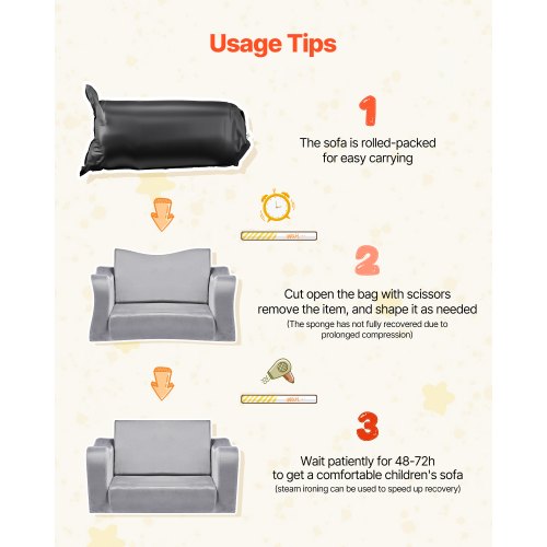 2-in-1 children's sofa foldable soft sofa with armrests armchair for sun lounger M gray | EU