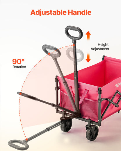 Hopfällbara vagnar 120L & 225LBS Heavy Duty hopfällbar trädgårdsvagn Rosa