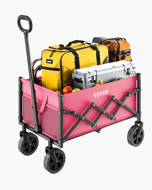 Hopfällbara vagnar 120L & 225LBS Heavy Duty hopfällbar trädgårdsvagn Rosa