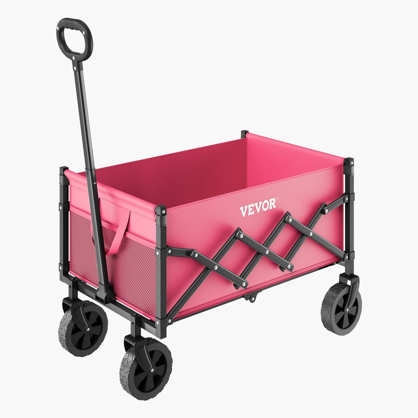 Hopfällbara vagnar 120L & 225LBS Heavy Duty hopfällbar trädgårdsvagn Rosa