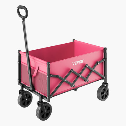 Hopfällbara vagnar 120L & 225LBS Heavy Duty hopfällbar trädgårdsvagn Rosa