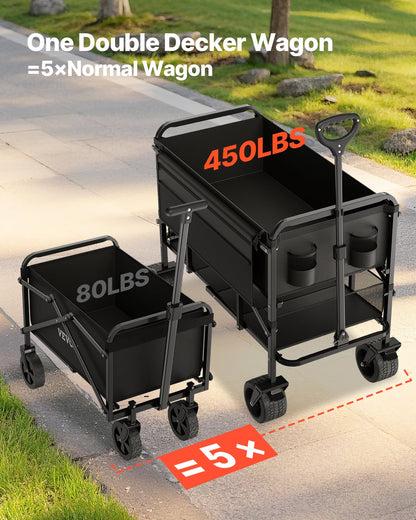 Double Decker Foldable 300L &amp; 450 lbs Heavy Duty Foldable Trolley