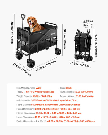 Double Decker Foldable 300L &amp; 450 lbs Heavy Duty Foldable Trolley