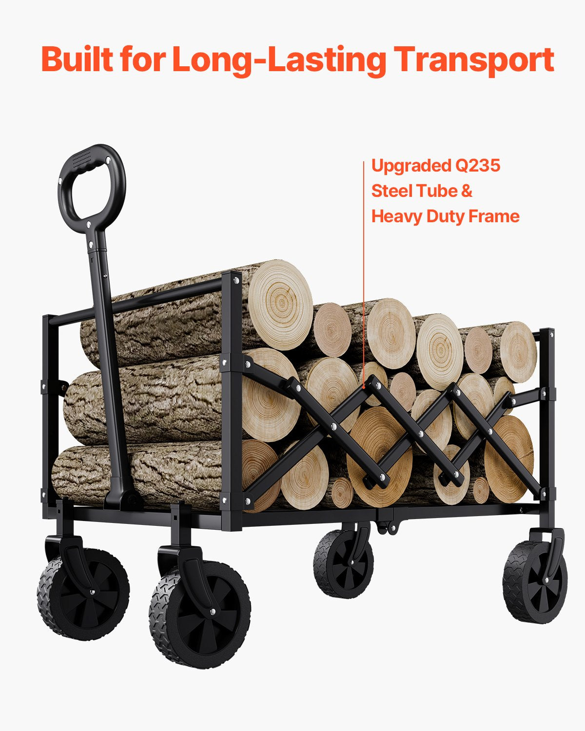 Folding Carts 120L &amp; 225LBS Heavy Duty Folding Garden Cart Black