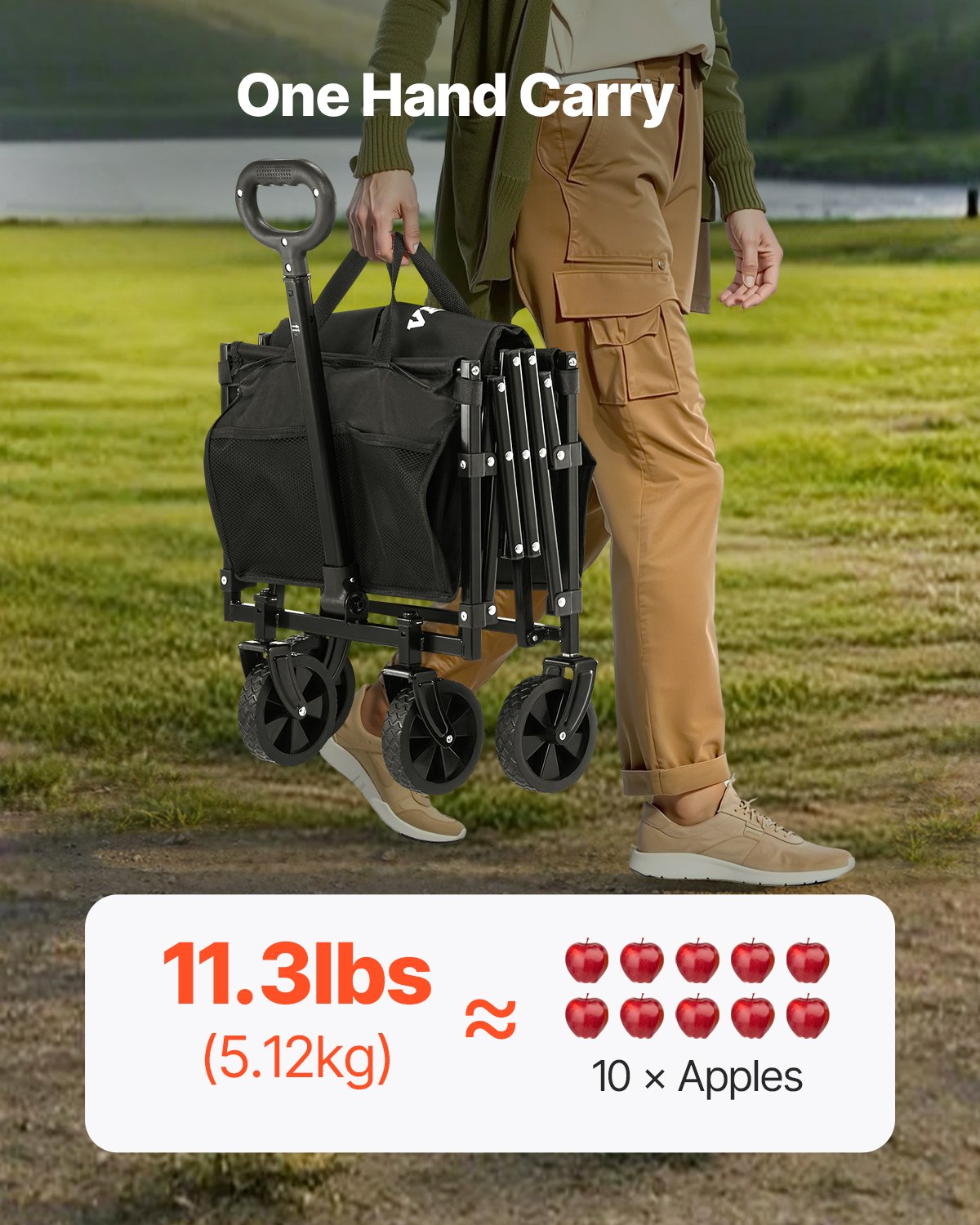 Folding Carts 120L &amp; 225LBS Heavy Duty Folding Garden Cart Black