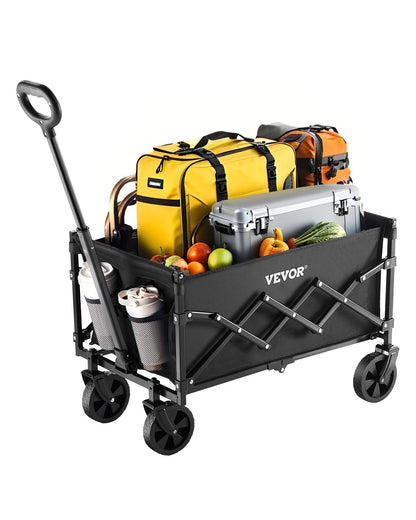 Folding Carts 120L &amp; 225LBS Heavy Duty Folding Garden Cart Black