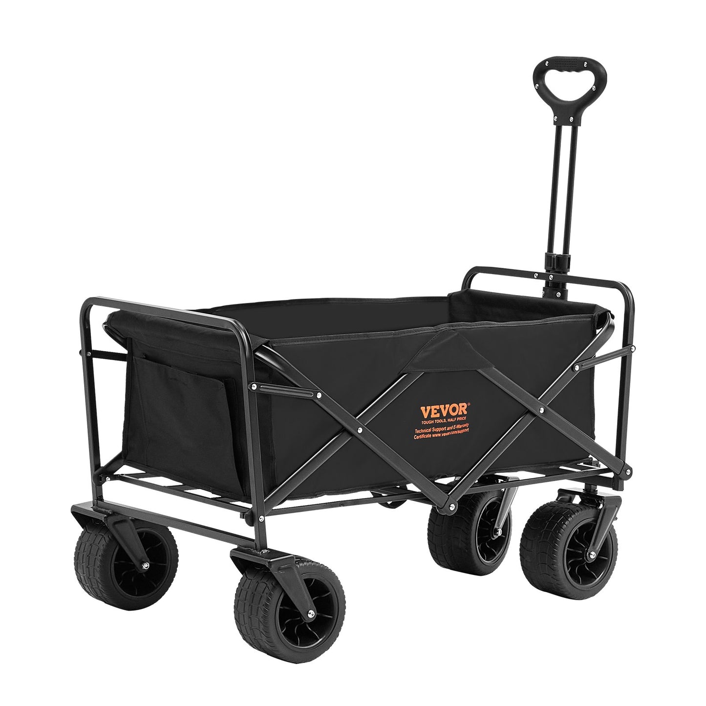 Foldable Folding Cart, 3 cu.ft Beach Cart Wagon with All-Terrain Wheels, Heavy Duty Folding Cart 350 lbs Weight Capacity with Drink Holder, Sports Cart for Camping, Shopping, Garden