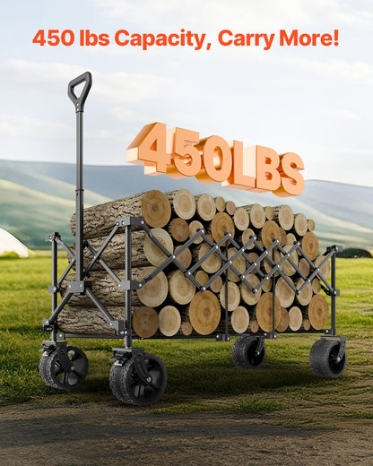 Extended Folding Carts 300L&amp;450LB Heavy Duty Folding Garden Cart