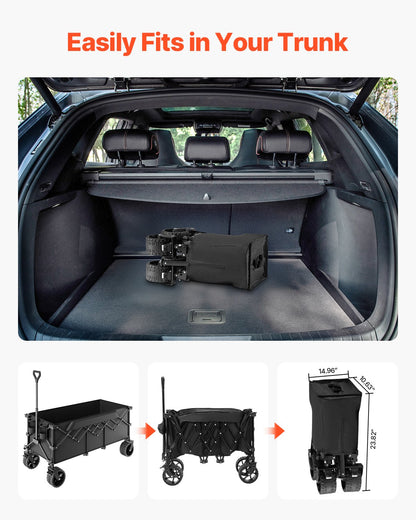 Extended Folding Carts 300L&amp;450LB Heavy Duty Folding Garden Cart