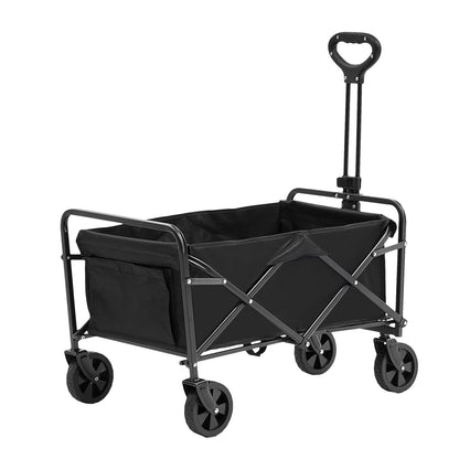 Hopfällbar hopfällbar vagn, 2 ku.ft strandvagnsvagn med 5-tums hjul för terräng, tung hopfällbar vagn 220 lbs Viktkapacitet med dryckeshållare, sportvagn för camping, shopping