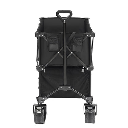 Faltbarer Doppeldeckerwagen, 400 l, faltbarer Wagen mit All-Terrain-Rädern, robuster, faltbarer Wagen mit 350 lbs Tragkraft für Camping, Einkaufen, Garten, 52" extra lange Verlängerung
