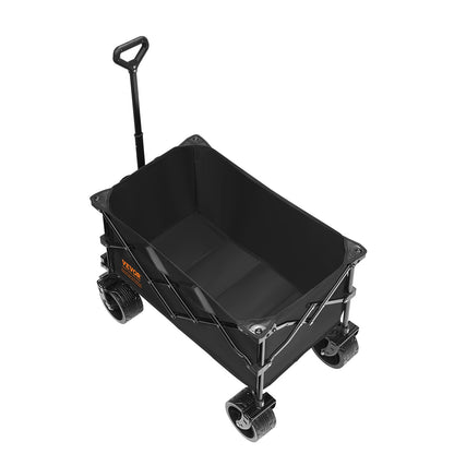 Hopfällbar hopfällbar vagn, 113 L strandvagnsvagn med terränghjul, tung hopfällbar vagn Max 250 lbs med dryckeshållare, sportvagn för camping, shopping, trädgård