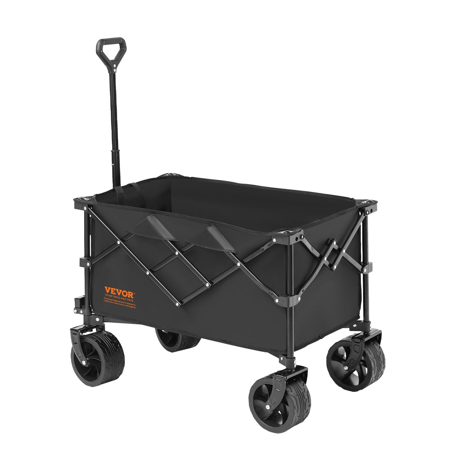 Hopfällbar hopfällbar vagn, 113 L strandvagnsvagn med terränghjul, tung hopfällbar vagn Max 250 lbs med dryckeshållare, sportvagn för camping, shopping, trädgård