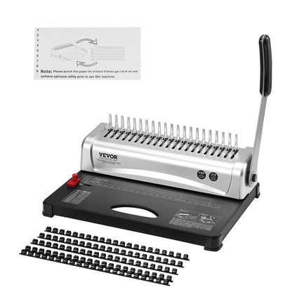 Bindningsmaskin, kambindningsmaskin 21-hålsbindning 450 ark, bokbindningsmaskin med 100 ST 3/8'' kambindningsryggar, för bokstavsstorlek, A4, A5