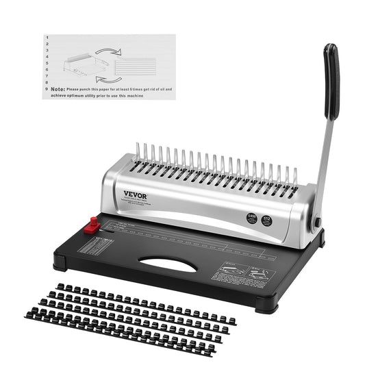 Bindningsmaskin, kambindningsmaskin 21-hålsbindning 450 ark, bokbindningsmaskin med 100 ST 3/8'' kambindningsryggar, för bokstavsstorlek, A4, A5