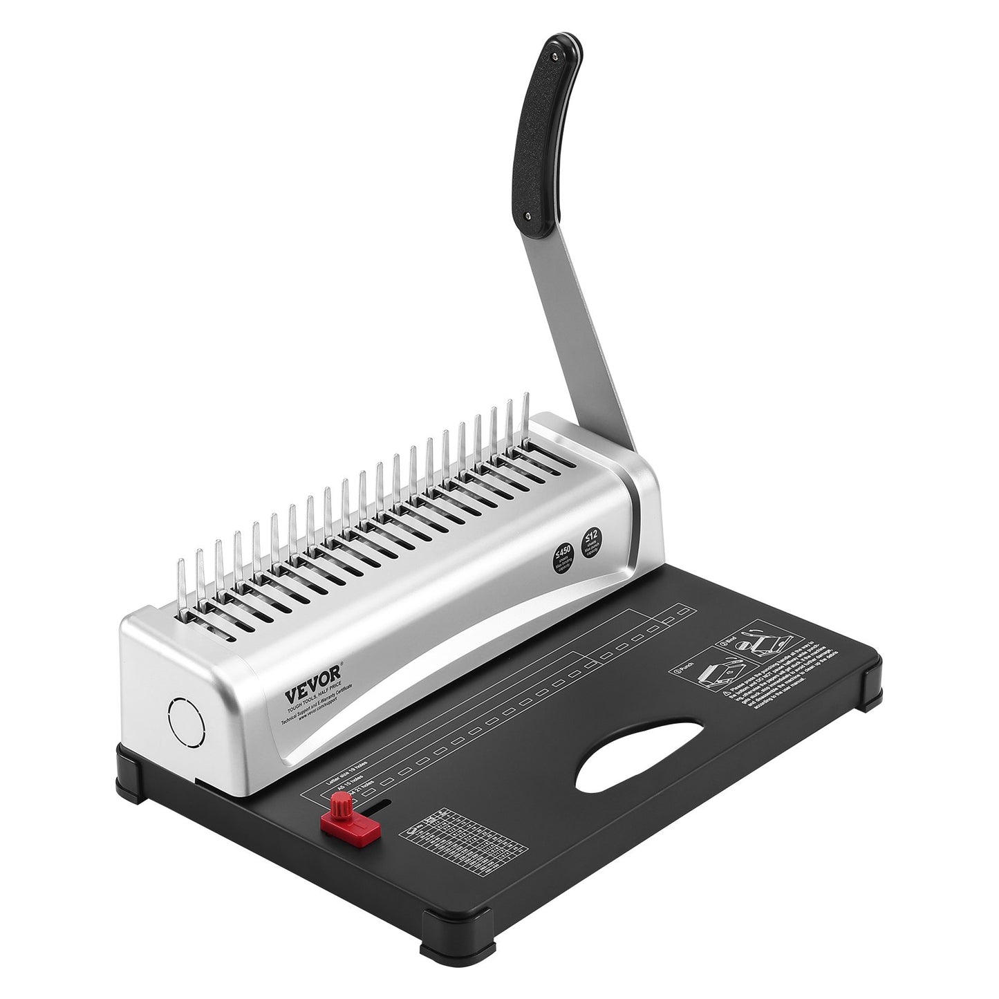 Bindningsmaskin, kambindningsmaskin 21-hålsbindning 450 ark, bokbindningsmaskin med 100 ST 3/8'' kambindningsryggar, för bokstavsstorlek, A4, A5