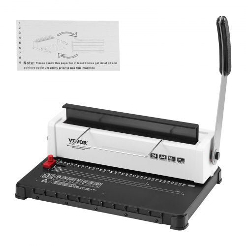 Coil Spiral Binding Machine, Manual Book Maker 34-Holes Binding 120 Sheets, Punch Binder Adjustable 3/16" - 9/16" Coil Binding Spines, for Letter Size, A4, A5