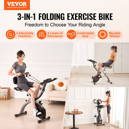 Folding Exercise Bike Fitness Stationary Bike Upright Indoor Bike
