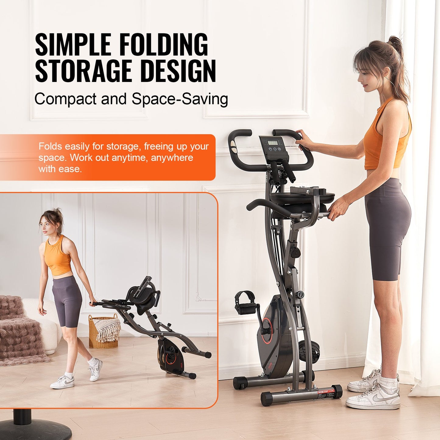 Folding Exercise Bike Fitness Stationary Bike Upright Indoor Bike