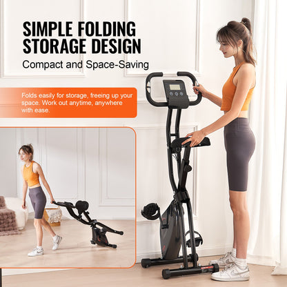 Folding Exercise Bike Fitness Stationary Bike Upright Indoor Cycling Bike