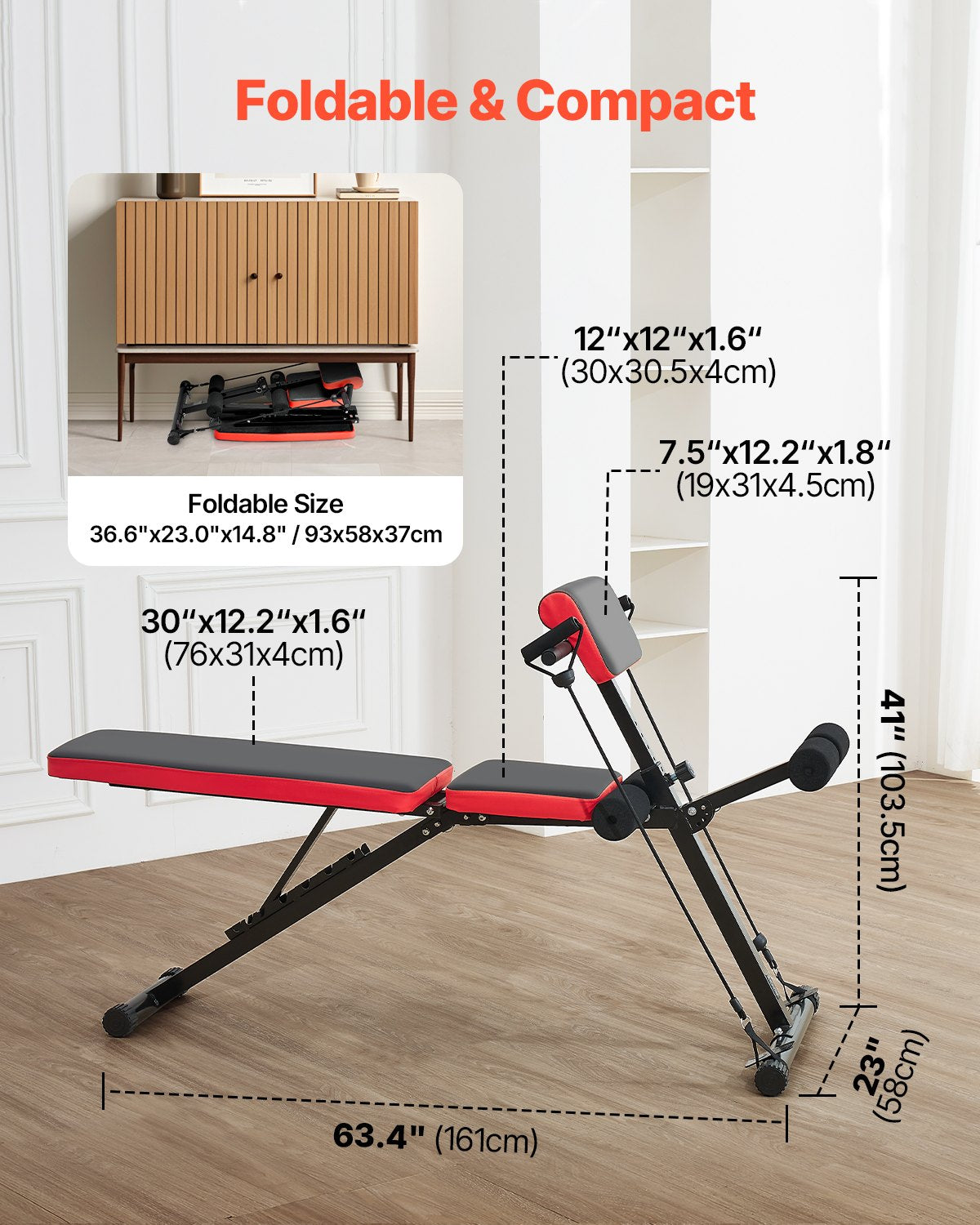 Roman Stol Ryggförlängning Hyperextension Bänk Justerbar Hopfällbar Gym