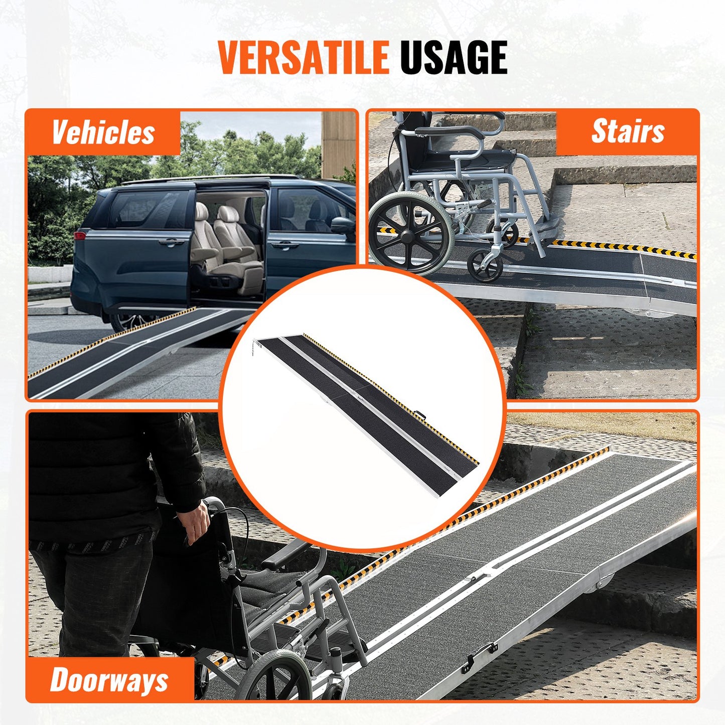 Bärbar Rullstolsramp, 10 fot 800 lbs Kapacitet, Halkfri fällbar tröskelramp i aluminium, hopfällbar Mobility Scooter Ramp Rullstolsramp, Handikappramp för hemtrappor, trappor, dörröppningar, trottoarkanter