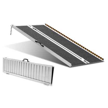 Portable Wheelchair Ramp, 4 ft 800 lbs Capacity, Non-Slip Folding Aluminum Threshold Ramp, Foldable Mobility Scooter Ramp Wheelchair Ramp, Handicap Ramp for Home Stairs, Stairs, Doorways, Curbs